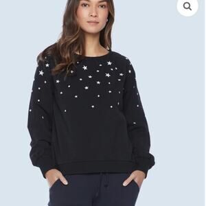 BILLY T black crewneck with white embroidered stars S